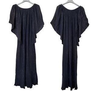 KAISER Vintage Boho Metallic Stripe Oversized Tent Maxi Dress One Size Dark Gray